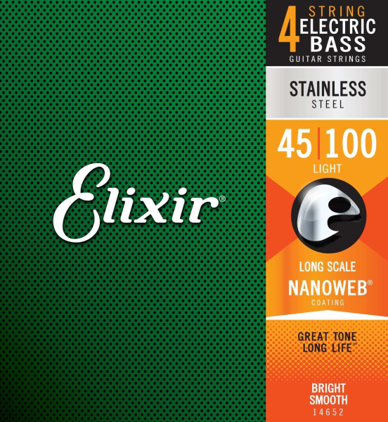 Elixir 14652 Stainless Steel E-Bass Strings, 45-100